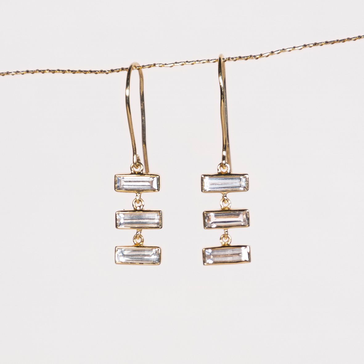 Trio baguette sapphire earrings 1